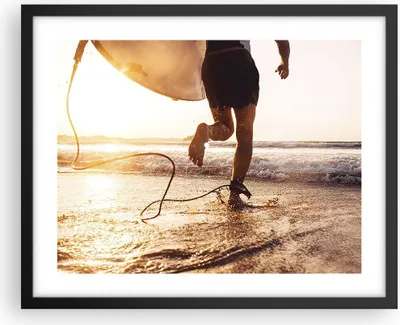 Produktbild von Gerahmtes Poster - Schwarzer Rahmen - Surfen Strand Freude - 50x40 cm - Wand Bild - Wanddeko - Wandbilder - Kunstposter - Wandposter - Bilderrahmen - Bilder - Kunstdruck - P2BAA50x40-4801