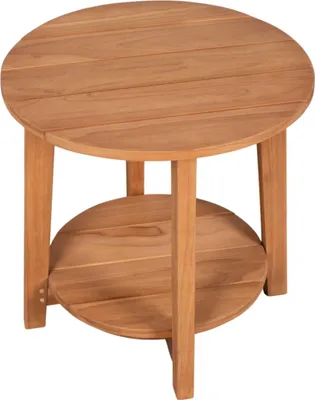 Produktbild von Beistelltisch Milton rund 50 cm Teakholz natur mit Ablage Garten