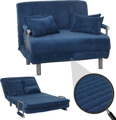 Produktbild von Schlafsessel MCW-K29, Klappsessel Schlafsofa Gästebett, Liegefläche 190x100cm, Stoff Cord (330g/m²) blau
