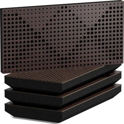 Obrázek produktu pro Balení po 4 kusech – Úzký akustický panel WILDS-H pohlcující zvuk | 25 x 50 cm | Odraz | Tloušťka – barva: [53 mm | wenge]