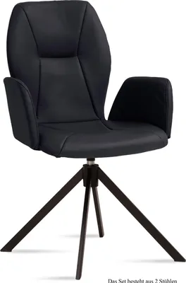 Produktbild von Armlehnstuhl drehbar (2er-Set) Deonne 58x92x60 Schwarz/Anthrazit