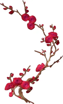 Produktbild von Blüten Blumen Zweig Bügelbild Emblem Rot Braun