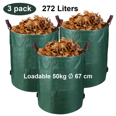 Produktbild von Jopassy  3X Gartensack Gartenabfallsäcke Abfallsack XXL Garten Tasche Garten Laubsack 3 Griffe Rasensack 272L