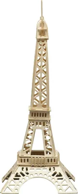 Produktbild von Pebaro 881 Holzbausatz Eiffelturm, 3D Puzzle Bauwerk Paris, Modellbausatz, Basteln mit Holz, Holzpuzzle, Bastelset, vorgestanzte Holzplatte, ausbrechen, zusammenstecken, fertig, Geschenkidee, Mittel