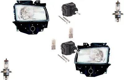 Zdjęcie produktu dla Reflektory przednie pasujące do VW Transporter T4 96-03, żarówki, lewa strona oraz aktuator