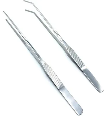 Immagine prodotto di Set di pinzette per acquari, acciaio inossidabile, dritte e curve, 27 cm, colore argento