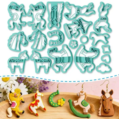 19-teiliges Pferde-Ton-Ausstecher-Set für DIY-Schmuck, 0,4–1,3 × 0,4–1,7 Zoll