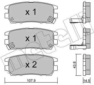 Produktbild von METELLI Bremsbeläge Satz Hinten Bremsklötze für MITSUBISHI PAJERO II (V3W, V2W, V4W) 22-0151-0