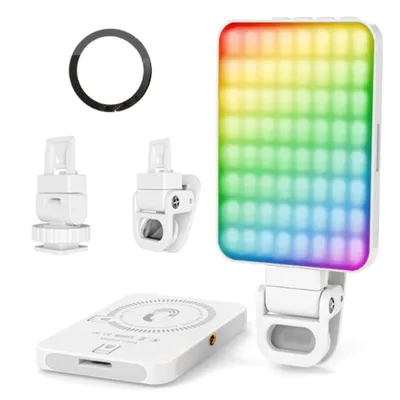 Produktbild von ZELURXX Tragbares RGB LED Videolicht 2000mAh Magnetisch Dimmbar USB C Arbeitslampe Mehrfarben Weiß