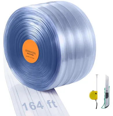 Produktbild von Streifenvorhang PVC Rolle - Türvorhang Streifen 50 m x 20 cm x 2 mm - Gerippt Transparent Klar - Isolierend & Schallschutz - Für Türen in Lagerhalle Garage Supermarkt
