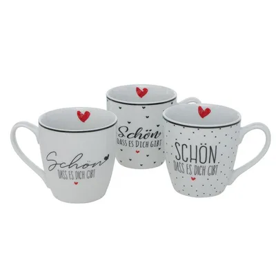 Produktbild von Jumbobecher Kaffeetassen  "Schön dass es dich gibt" 480 ml  3er Set