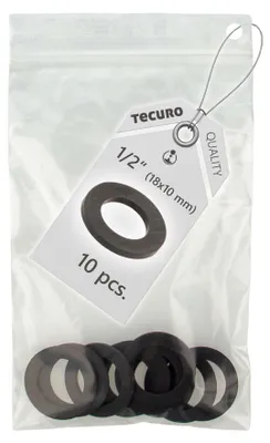 Produktbild von tecuro 10 x Gummidichtung 1/2" (10 x 18 x 2 mm) für Verschraubungen/Überwurfmuttern, EPDM