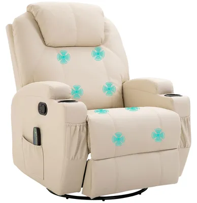 Produktbild von HOMCOM Massagesessel Fernsehsessel Relaxsessel TV Sessel 5 Massage-Modi Creme