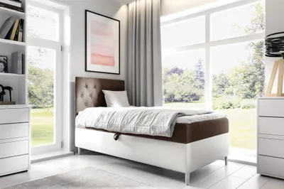 Produktbild von Boxspringbett Gästebett Kinderbett FINJA Nr.1 80x200cm Weiss-Braun