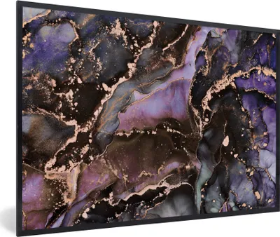 Produktbild von MuchoWow® Gerahmtes Poster Marmor - Gold - Rosa 90x60 cm - Poster mit Schwarzem Bilderrahmen Wandposter Rahmen Foto Bilder - Fotorahmen - Foto-Plakat