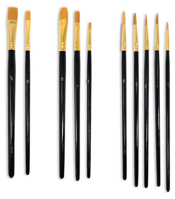 Productafbeelding van MSC Malpenset, 10 stuks, nylonhaar kwasten, veelzijdig gebruik, geschikt voor aquarel, olieverf en gouache