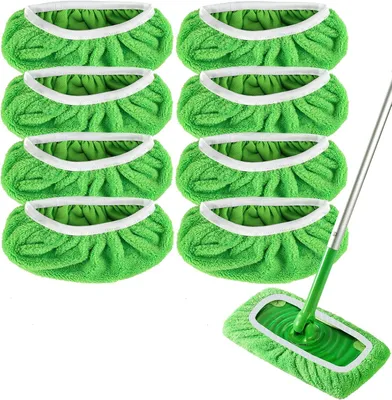 Produktbild von Wiederverwendbare Mikrofaser-Wischpads für Swiffer-Kehrmopps – trockene Kehrtücher und feuchte Wischtücher für die Hausreinigung – waschbare feuchte Pads zum Bodenwischen – 8er-Pack (Mopp nicht im Lieferumfang enthalten)