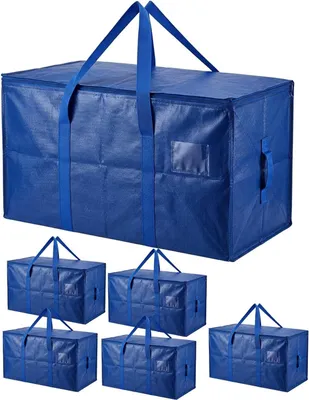 Productafbeelding van 97 liter verhuiszakken voor dekbedden - Set van 6 - Kleding - Beddengoed blauw