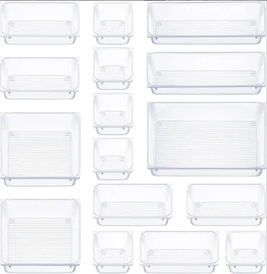Image de Organisateur de tiroir de 16 compartiments avec séparateurs transparents