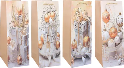 Image de Sac cadeau pour bouteilles M 12x35x9 cm NOËL