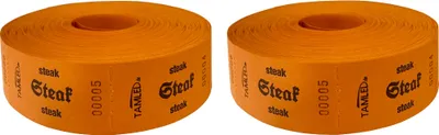 Produktbild von Bonrolle STEAK orange dreisprachig 2 Rollen je 1000 Abrisse fortlfnd. nummeriert