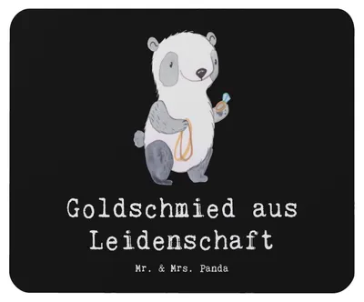 Produktbild von Mr. & Mrs. Panda Mouse Pad Goldschmied Leidenschaft - Schwarz - Geschenk, Mauspad, mausteppich, laptop, Lustig, Schmuckgeschäft, Schmied, Juwelier, Mousepad
