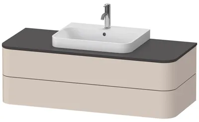 Produktbild von Waschtischunterbau HAPPY D.2 PLUS 1300x550mm 2 Schubk ta s-matt o ES taupe supermatt ohne Einrichtungssystem