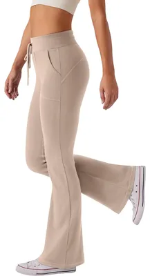 Immagine prodotto di Leggings da donna a zampa d'elefante per lo yoga, pantaloni da allenamento sportivi, beige, taglia M