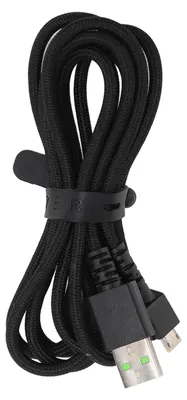 Obrázek produktu pro Nabíjecí kabel pro myš Naga Pro, Micro USB, délka 1,8 m, odolný nylonový kabel s kovovým konektorem, náhradní, černý