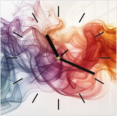 Produktbild von Wanduhr aus Glas mit Motiv Bunte Wirbel- 30 x 30 cm - inkl. Aufhängesystem