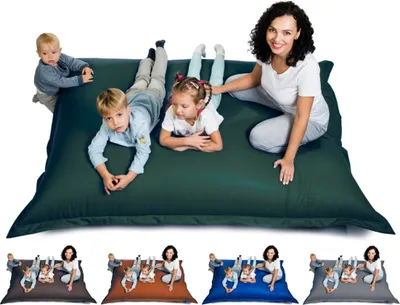 Produktbild von sunnypillow XL Sitzsack Sitzkissen aus Kunstleder Outdoor & Indoor 100 x 150 cm mit 140L Styropor Füllung Sessel für Kinder & Erwachsene Sofa Beanbag viele Farben und Größen zur Auswahl Dunkelgrün