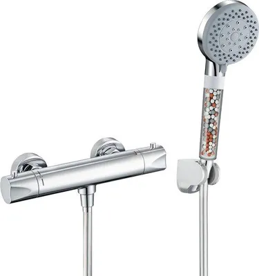 Produktbild von Famanu Thermostat-Duscharmatur mit Handbrause - Komplettset, Wasser sparend