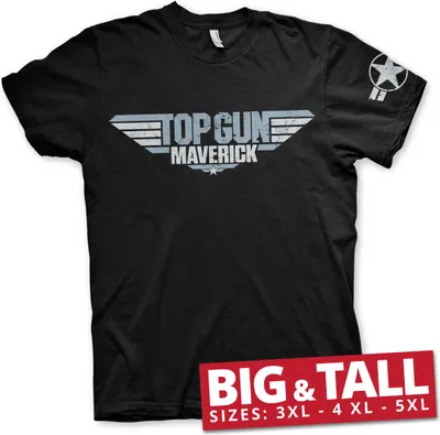 Produktbild von Top Gun Maverick Distressed Logo Big & Tall T-Shirt - 3XL - Black