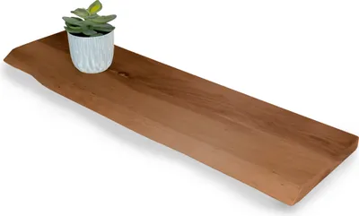Produktbild von Wandregal Akazienholz nussbaum massiv 80x20 cm Holzregal Steckboard Baumkante AMANDA