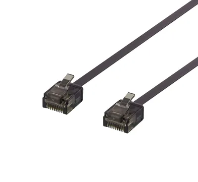 Image de Câble patch DELTACO Cat6a, plat, 0,3 m, noir