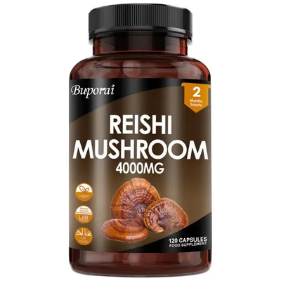 Produktbild von Reishi Pilzextrakt 4000mg (120 Kapseln) Nahrungsergänzungsmittel, Immunsystem, Stimmung, Entspannung, Stressabbau, Erholung, Schlaf