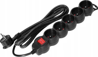 Image de Virone | Multiprise 5 prises - 3 m - Noire - Avec interrupteur - Pratique et sécurisée