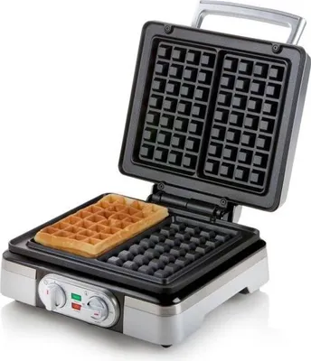 Produktbild von Waffeleisen, DOMO DO9149W, Dicke Backplatten 2,6 cm, Antihaftbeschichtung, 1400W, Silber Metall