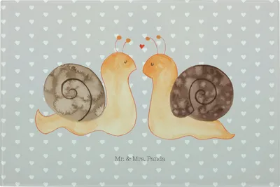 Produktbild von Mr. & Mrs. Panda Schneidebrett Schnecken Liebe - Grau Pastell - Geschenk, Freundin, Hackbrett, Große, Glas-Schneidebrett, Pärchen, Verliebt, Glas, Frühstücksbrett, Paar