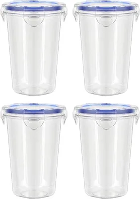 Produktbild von 4 Stück Haferbehälter mit Deckel, luftdichte Hafergläser, lebensmittelecht, BPA-frei, spülmaschinenfest, wiederverwendbar, Vorratsbehälter für Joghurt und Müsli