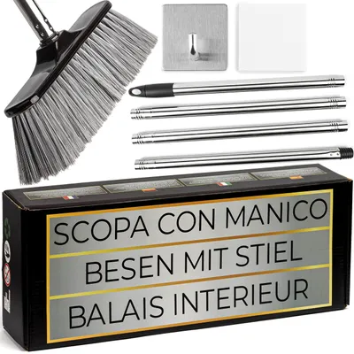 Productafbeelding van Telescoopsteel bezem, bezem, bezem met steel, vloerbezem, opvouwbaar, ruimtebesparend