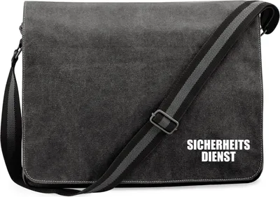 Produktbild von Huuraa Umhängetasche Sicherheitsdienst Schriftzug 14 Liter Black Canvas Laptoptasche Geschenkidee