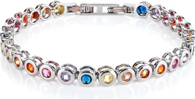 Produktbild von Crystal blue Tennisarmband silber funkelnde Zirkonia color Länge 17 cm + Verlängerung