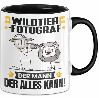 Produktbild von Wildtierfotograf Tasse Geschenk für Wildtierfotograf Der Mann Der Alles Kann Geschenkidee zum Geburtstag (Schwarz)