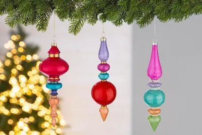 Immagine prodotto di Gilde Baumschmuck, Zapfen, "Colours", Glas, mehrfarbig, VE 6, 3fach sortiert, H. 20 cm, D. 7 cm 3er Set 60482 4063387604823