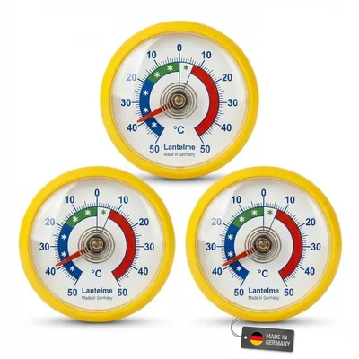 Kühlschrankthermometer-Set, selbstklebend, 3 St., gelb, -50 bis +50 °C