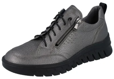 Produktbild von WALDLÄUFER H Biggi Damen Sneaker silbergrau asphalt Glattleder - Größe: UK 7,5