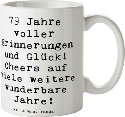 Produktbild von Mr. & Mrs. Panda Geschenktasse Spruch 79. Geburtstag Erinnerungen - Weiß - Geschenk, Kaffeetasse, schöne tasse, Glück, Becher, Teetasse, Lebensfreude, Feier, gute Laune