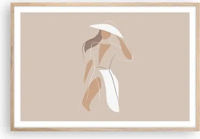 Produktbild von Gerahmtes Poster - Rahmen in heller Eiche - Minimalismus Frau Buntstift - 91,5x61 cm - Wand Bild - Wanddeko - Wandbilder - Kunstposter - Wandposter - Bilderrahmen - Bilder - Kunstdruck P2NAA91x61-4603