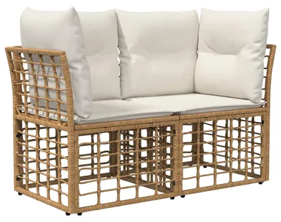 Productafbeelding van vidaXL Buitenloungeset, 2 stuks, natuurlijke kleur en crème wit